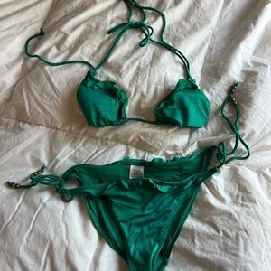 H&M Green Ruffle String Bikini